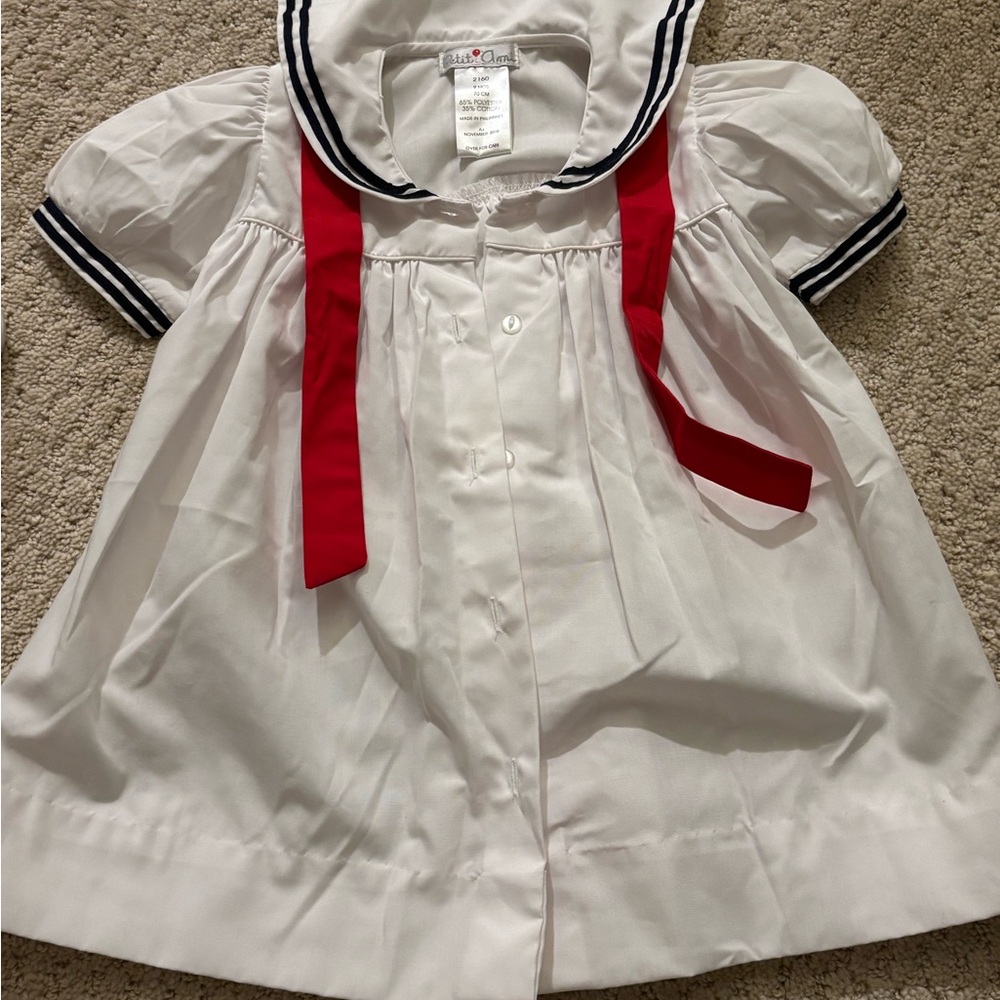 Petit Ami White and Red Sailor Dress